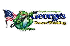 George's Power Washing — frog mascot with American flag and wordmark